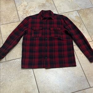 Maroon Red and Black Heavy Flannel Plaid Button-Up Shirt